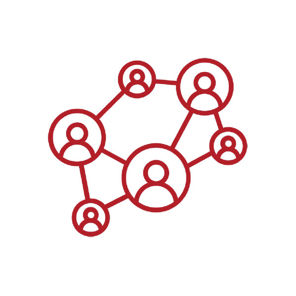 Icon of red circles with people indicating convening